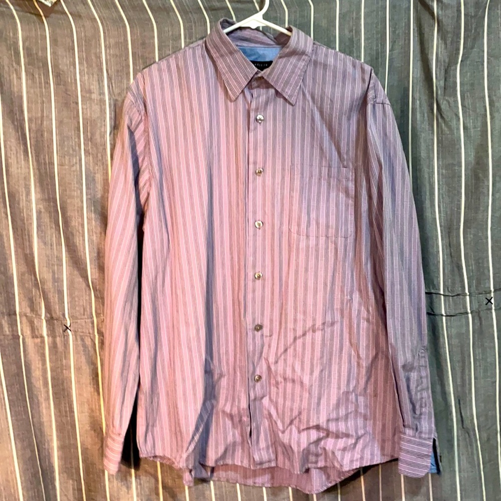 Van Heusen Lavender and gray flannel large button down shirt